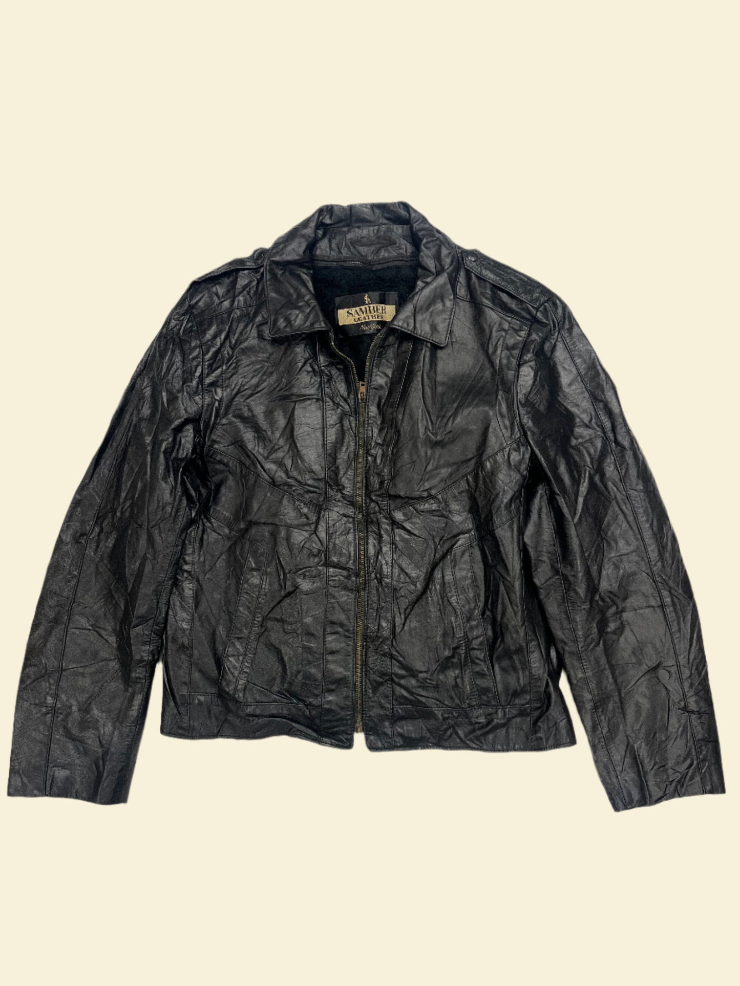 BLACK LEATHER JACKET | SIZE 46