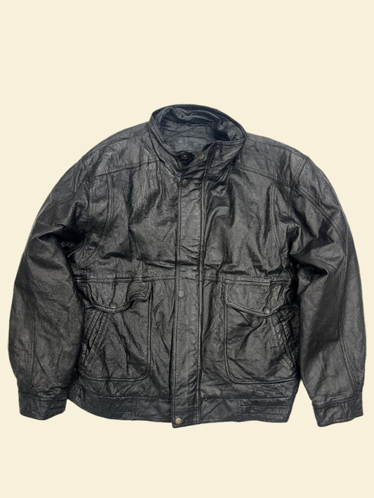 BLACK LEATHER JACKET | SIZE XL