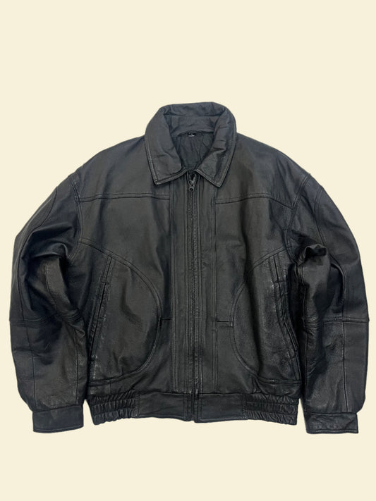 BLACK LEATHER JACKET | SIZE S