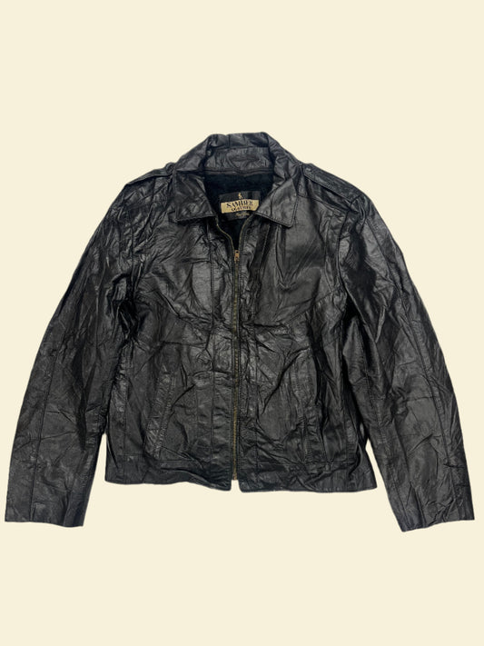 BLACK LEATHER JACKET | SIZE 46